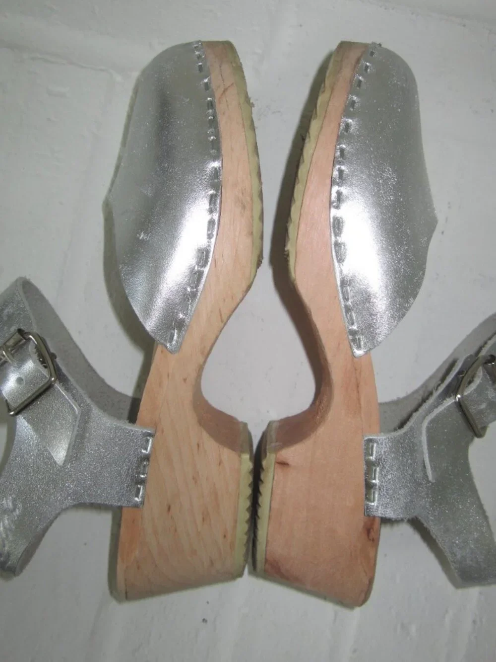 LOTTA FROM STOCKHOLM Lotta’s Swedish Silver Clog Sandal Buckle Strap Size 34